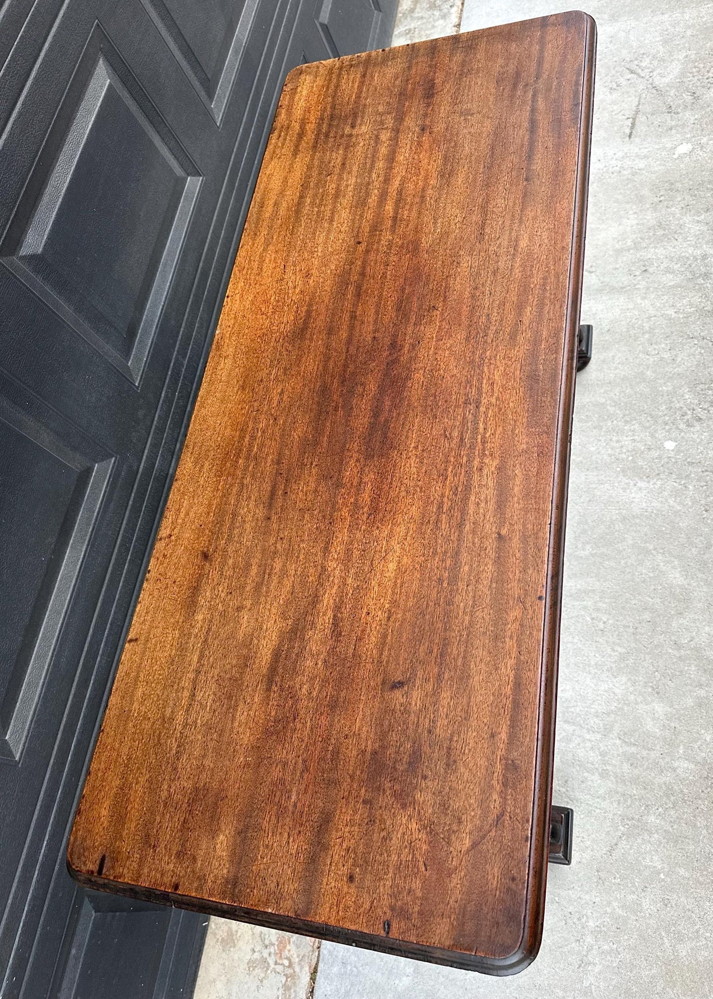 Antique Early 1900's Trestle Base Mahogany Wood Long Classic Sideboard Hallway Table