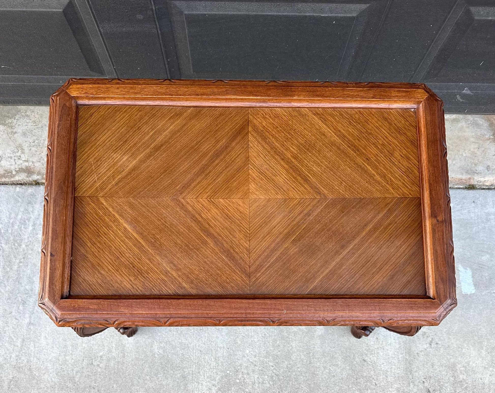 Antique Early 1900's Ornate Walnut Solid Wood Petite Coffee Tea Table