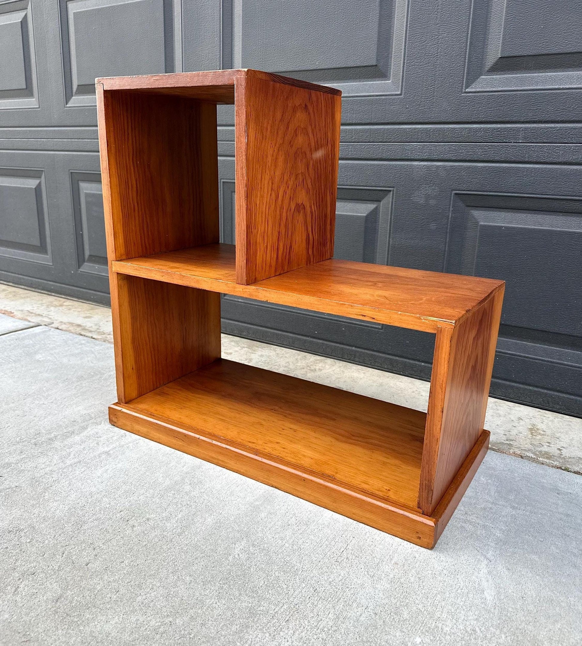 Vintage Mid 1900's Solid Cedar Wood Mid Mod Bookshelf Small Side Table
