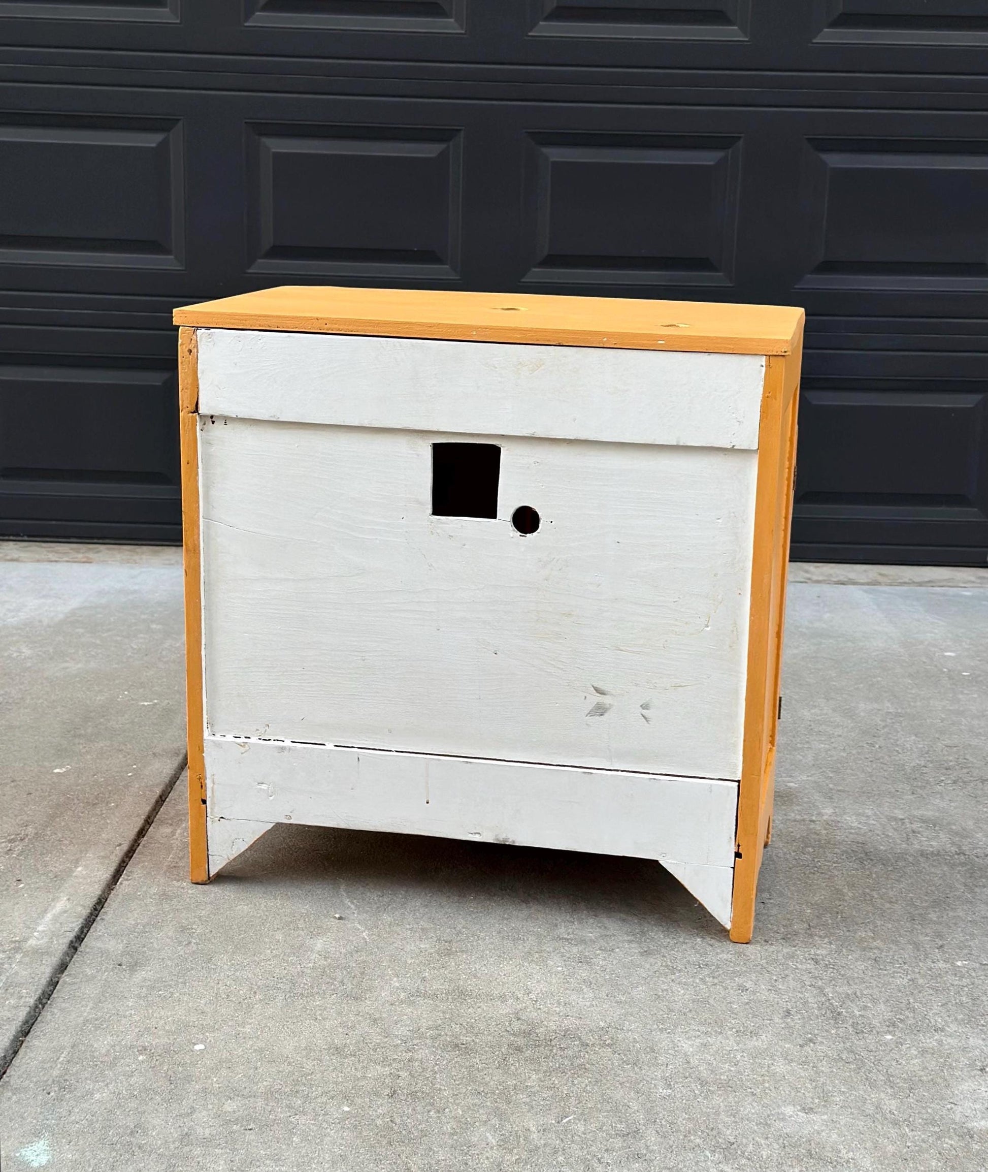 Vintage Early 20th Century Yellow Painted Solid Wood Sink Vanity Cabinet - Installation Ready