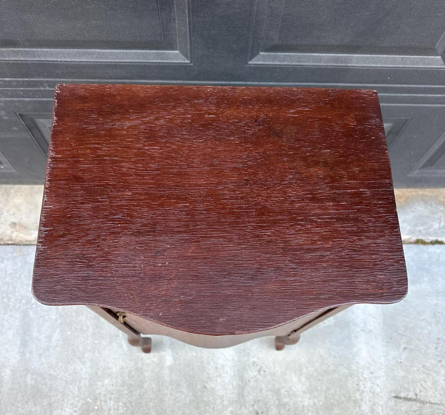 Antique Early 1900's Tall Tiger Oak Table Enclosed Storage Cabinet