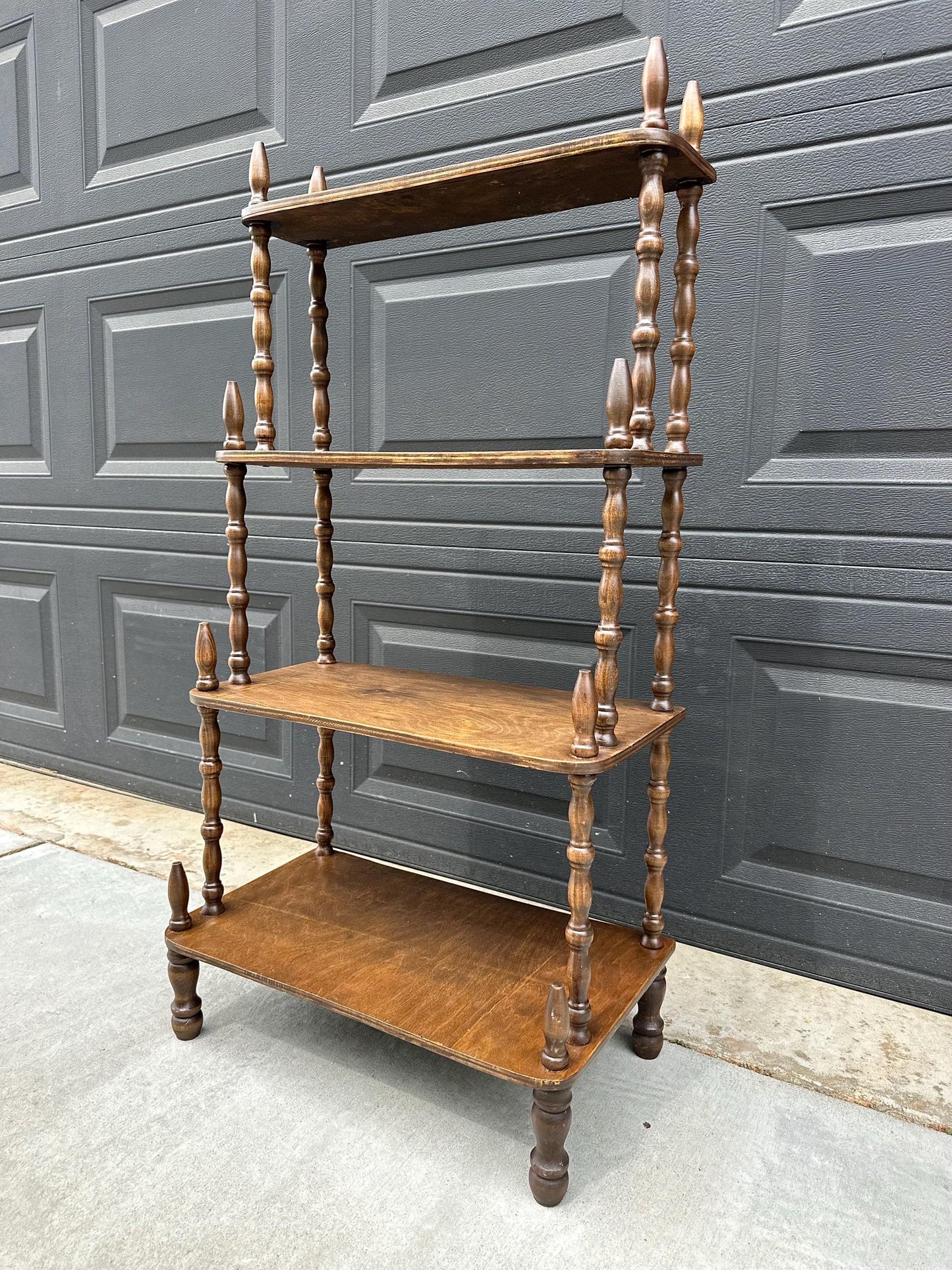 Antique Late 1800's Multi-Tier Turned Leg Narrow Whatnot 20" Wide Display Shelf