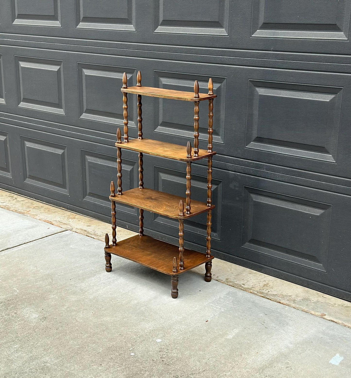 Antique Late 1800's Multi-Tier Turned Leg Narrow Whatnot 20" Wide Display Shelf