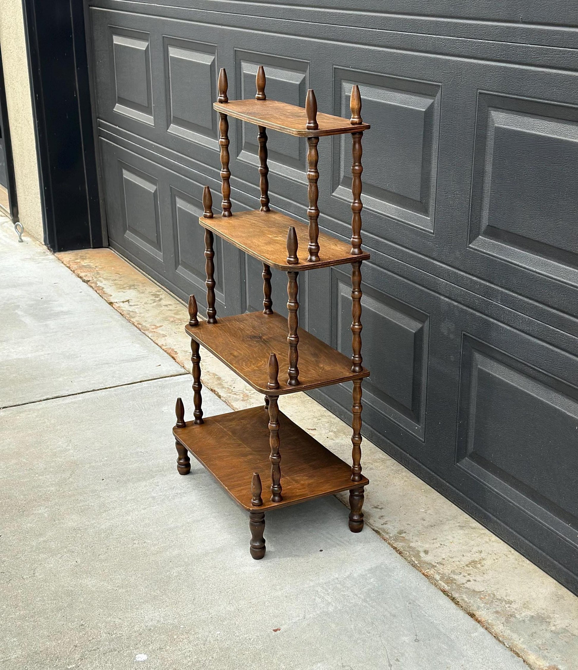 Antique Late 1800's Multi-Tier Turned Leg Narrow Whatnot 20" Wide Display Shelf