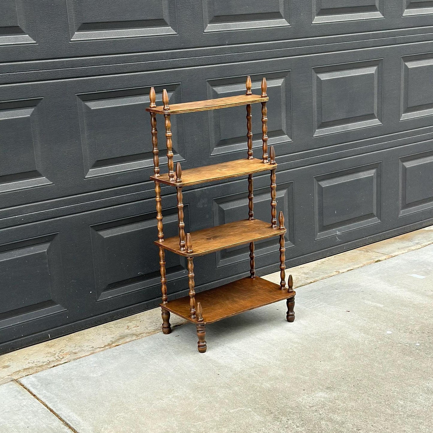 Antique Late 1800's Multi-Tier Turned Leg Narrow Whatnot 20" Wide Display Shelf