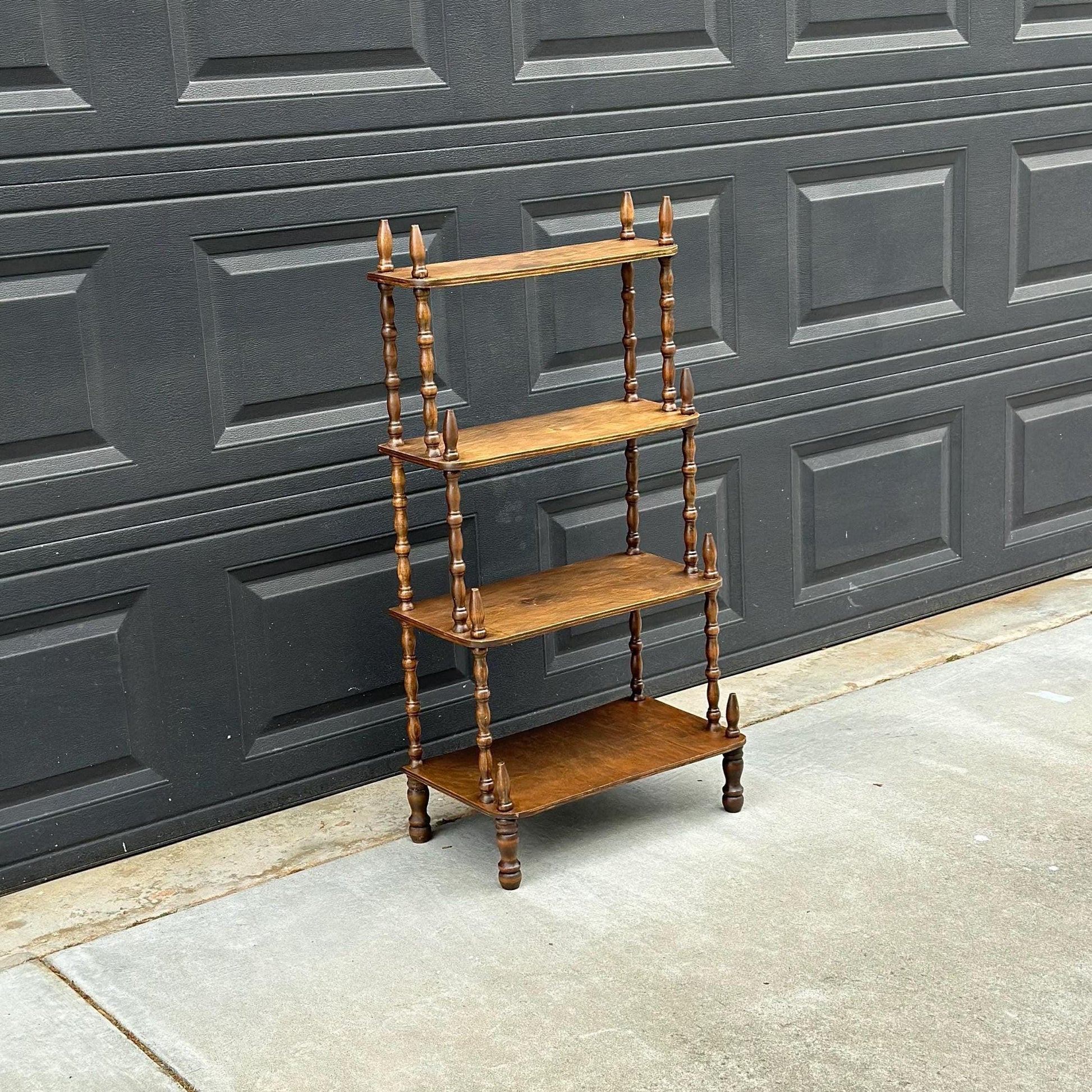 Antique Late 1800's Multi-Tier Turned Leg Narrow Whatnot 20" Wide Display Shelf
