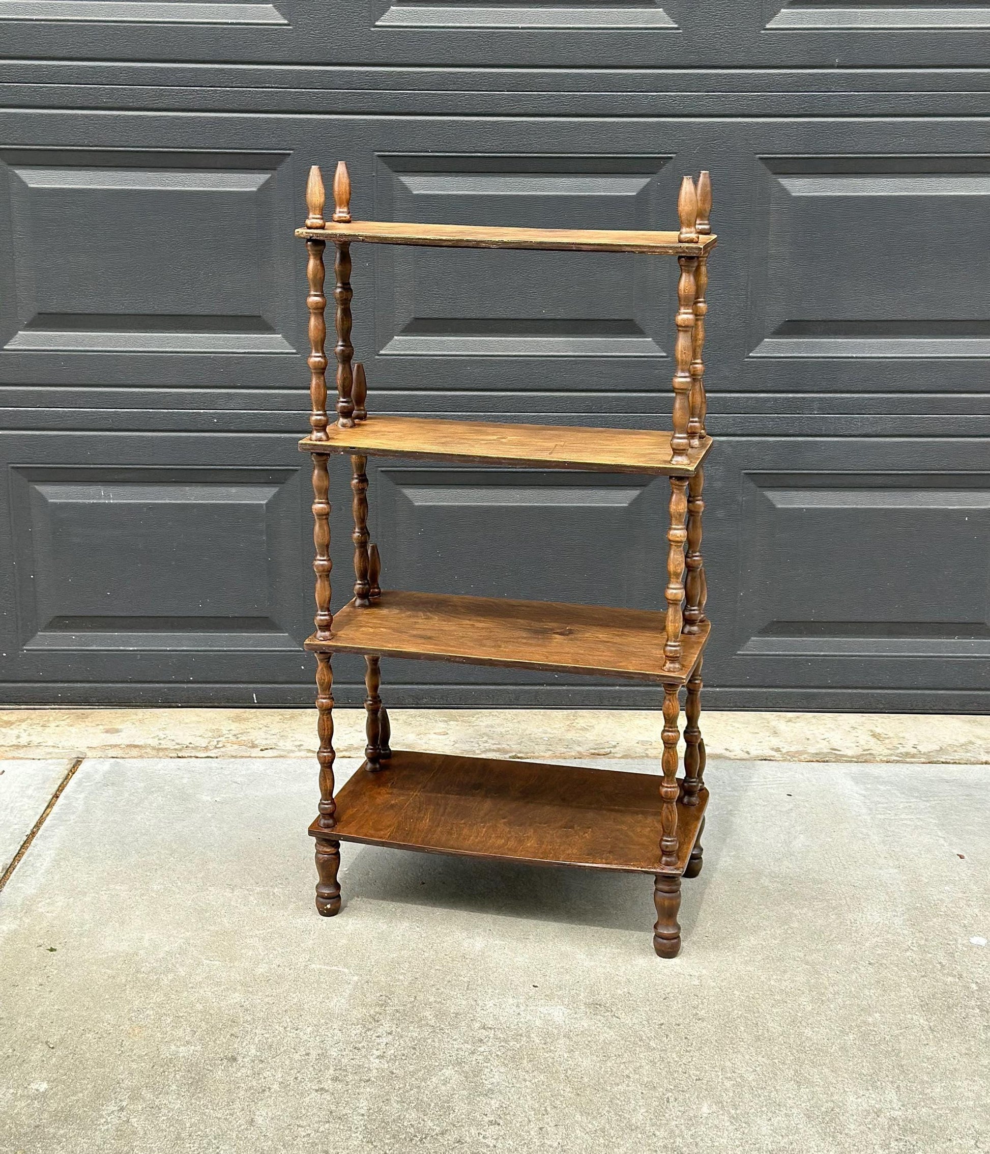 Antique Late 1800's Multi-Tier Turned Leg Narrow Whatnot 20" Wide Display Shelf
