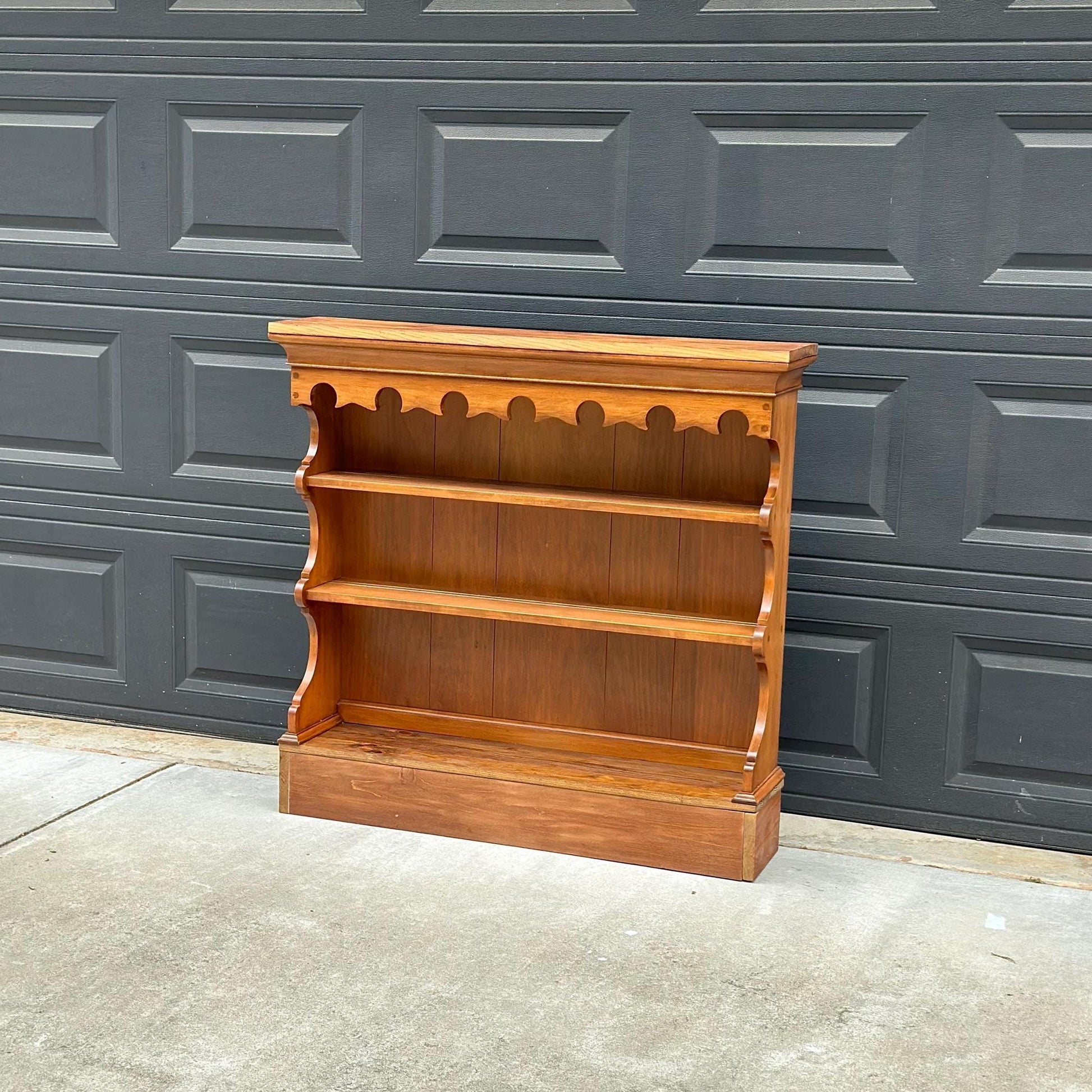 Vintage Mid 1900's Pine & Cherry Carved Cottagecore Solid Wood Bookshelf