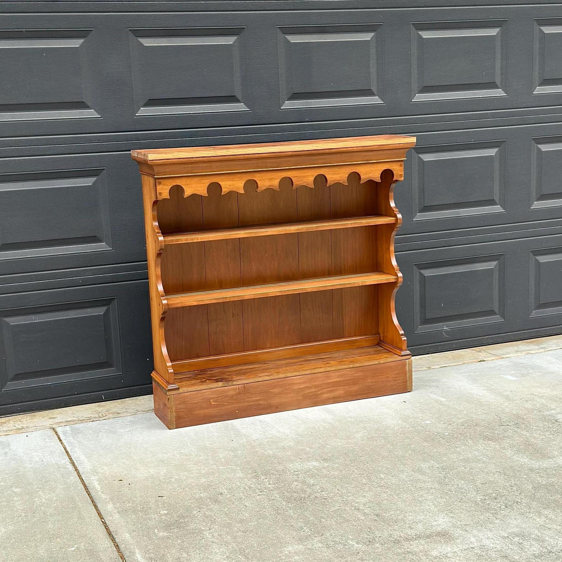 Vintage Mid 1900's Pine & Cherry Carved Cottagecore Solid Wood Bookshelf