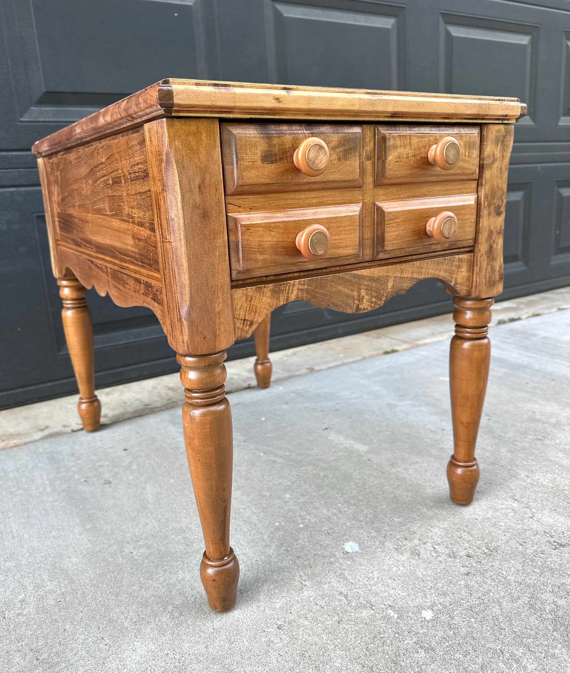 Vintage Mid 1900s Early American Cherry & Walnut Single Drawer End Table