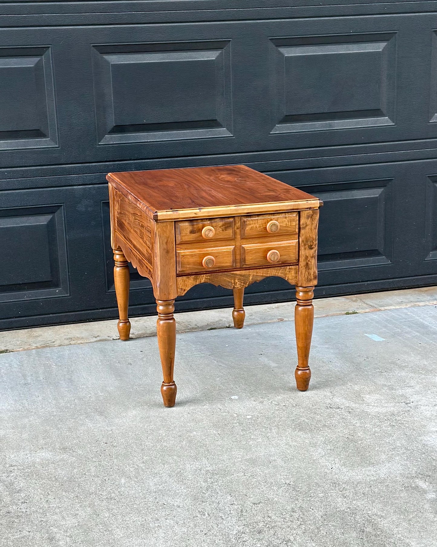 Vintage Mid 1900s Early American Cherry & Walnut Single Drawer End Table