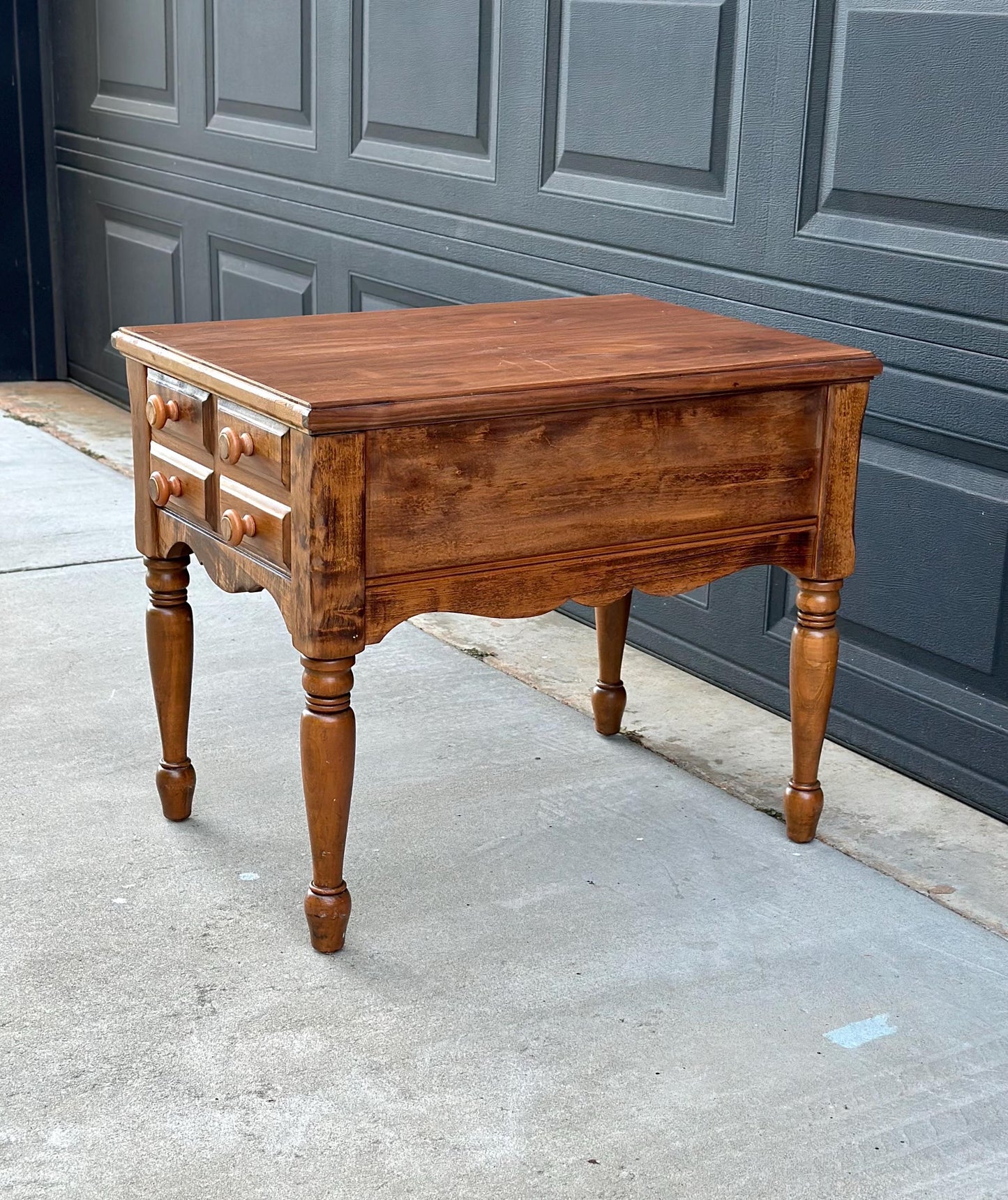 Vintage Mid 1900s Early American Cherry & Walnut Single Drawer End Table