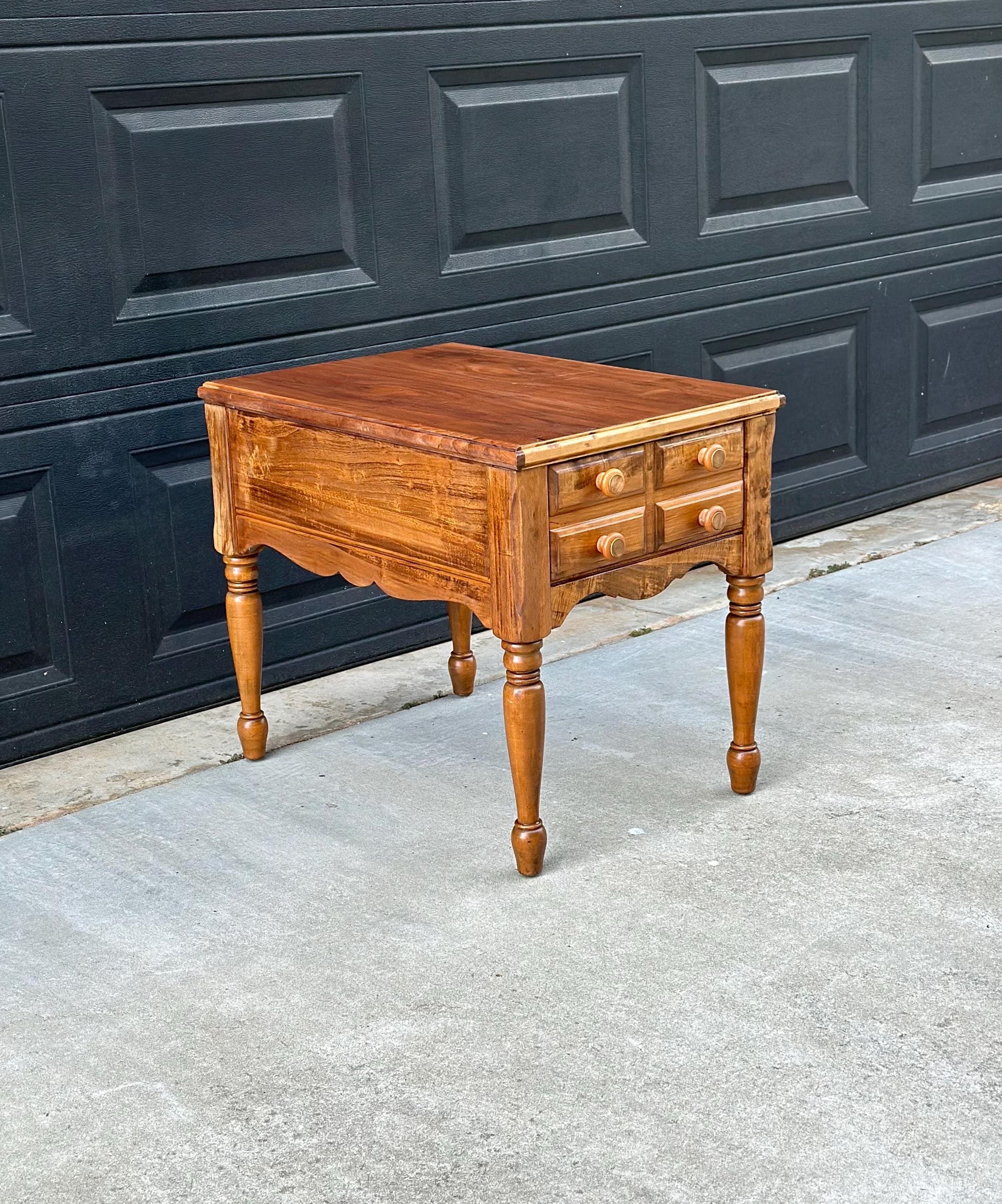 Vintage Mid 1900s Early American Cherry & Walnut Single Drawer End Table