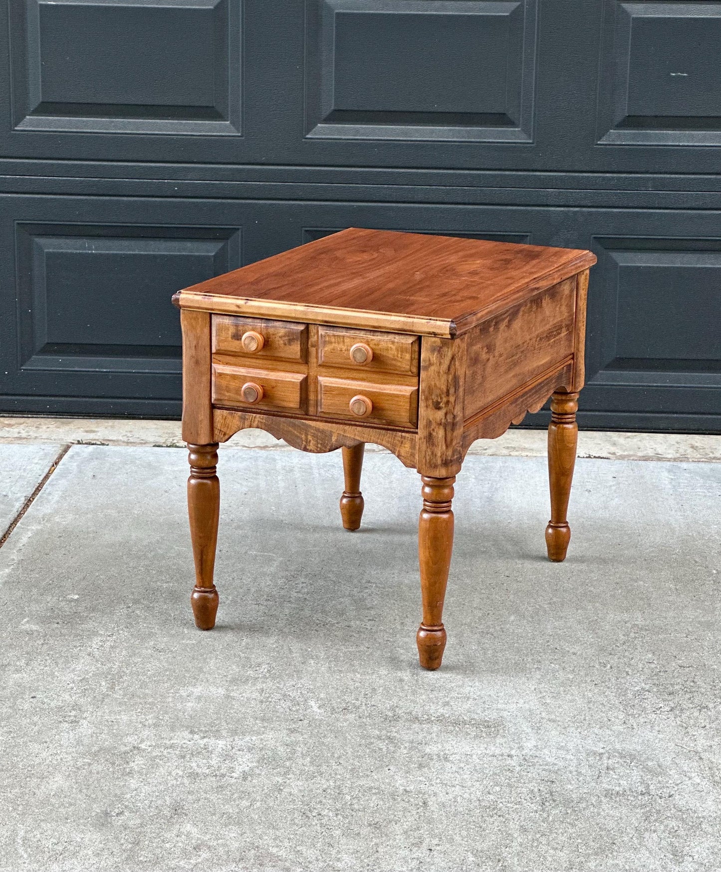Vintage Mid 1900s Early American Cherry & Walnut Single Drawer End Table