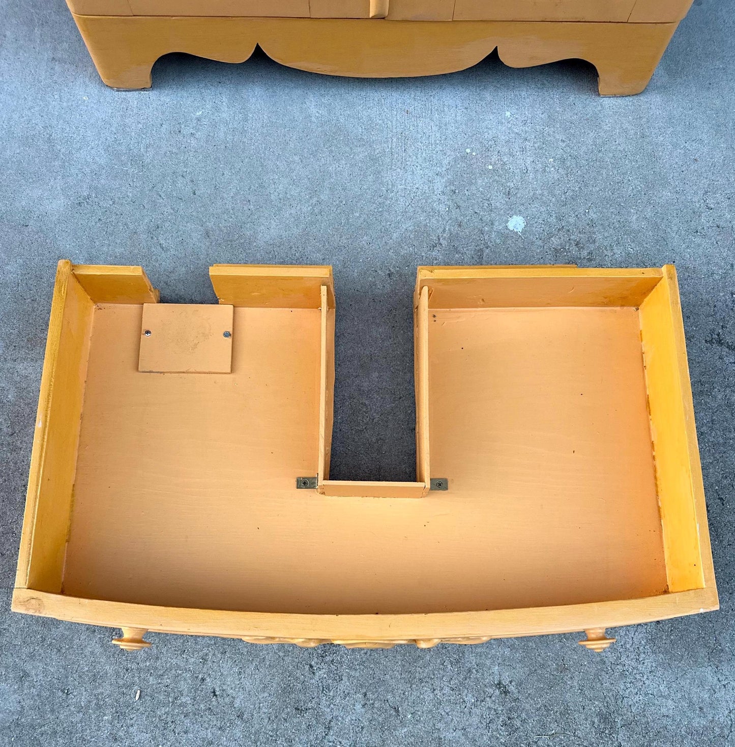 Vintage Early 20th Century Yellow Painted Solid Wood Sink Vanity Cabinet - Installation Ready