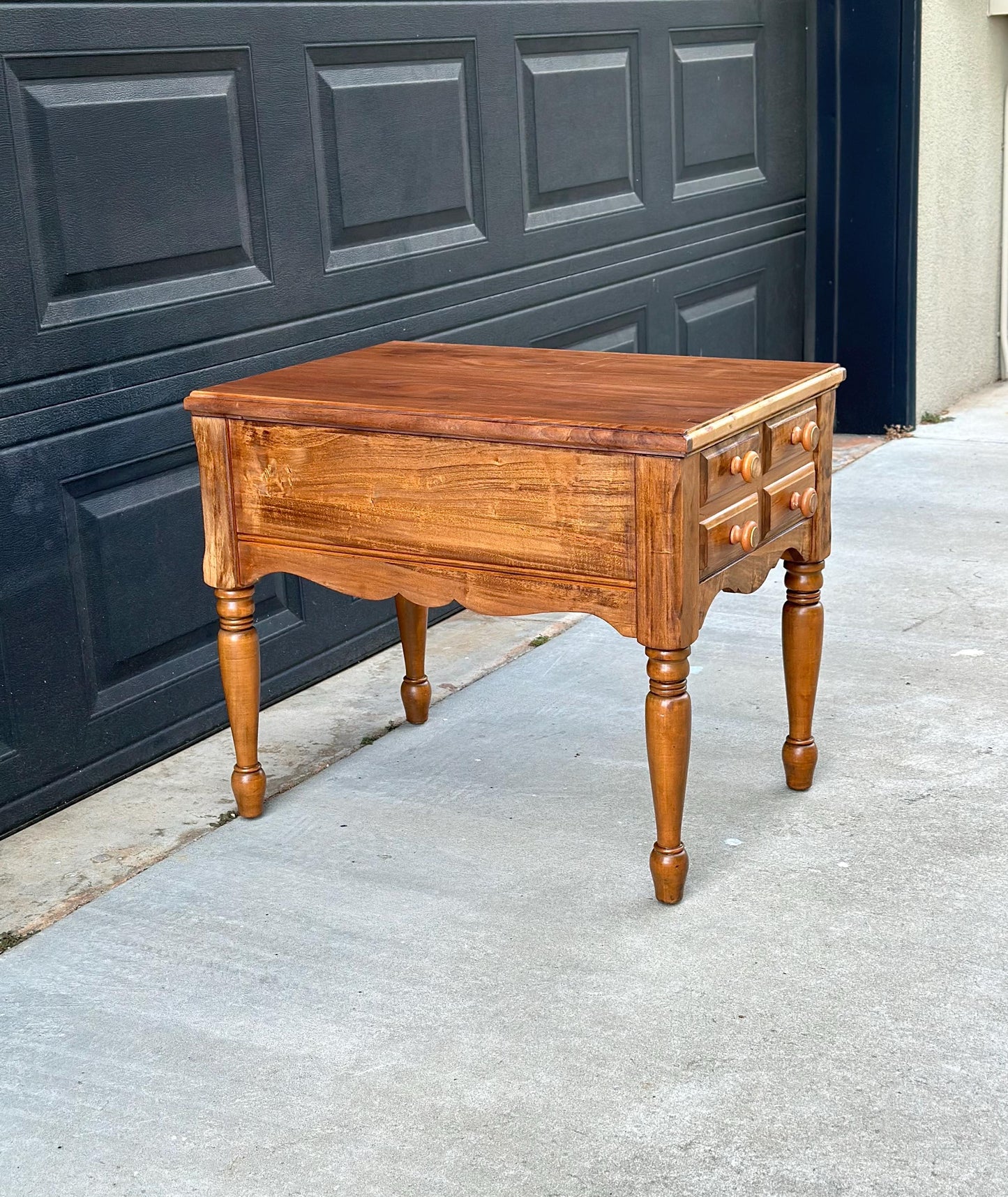 Vintage Mid 1900s Early American Cherry & Walnut Single Drawer End Table
