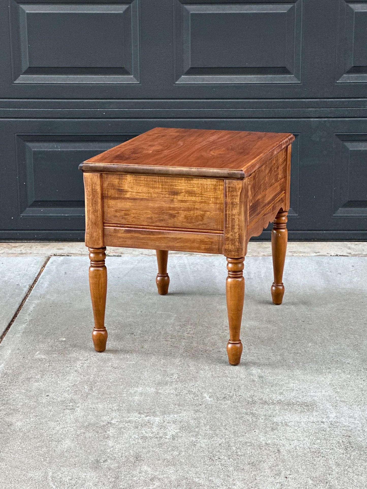 Vintage Mid 1900s Early American Cherry & Walnut Single Drawer End Table
