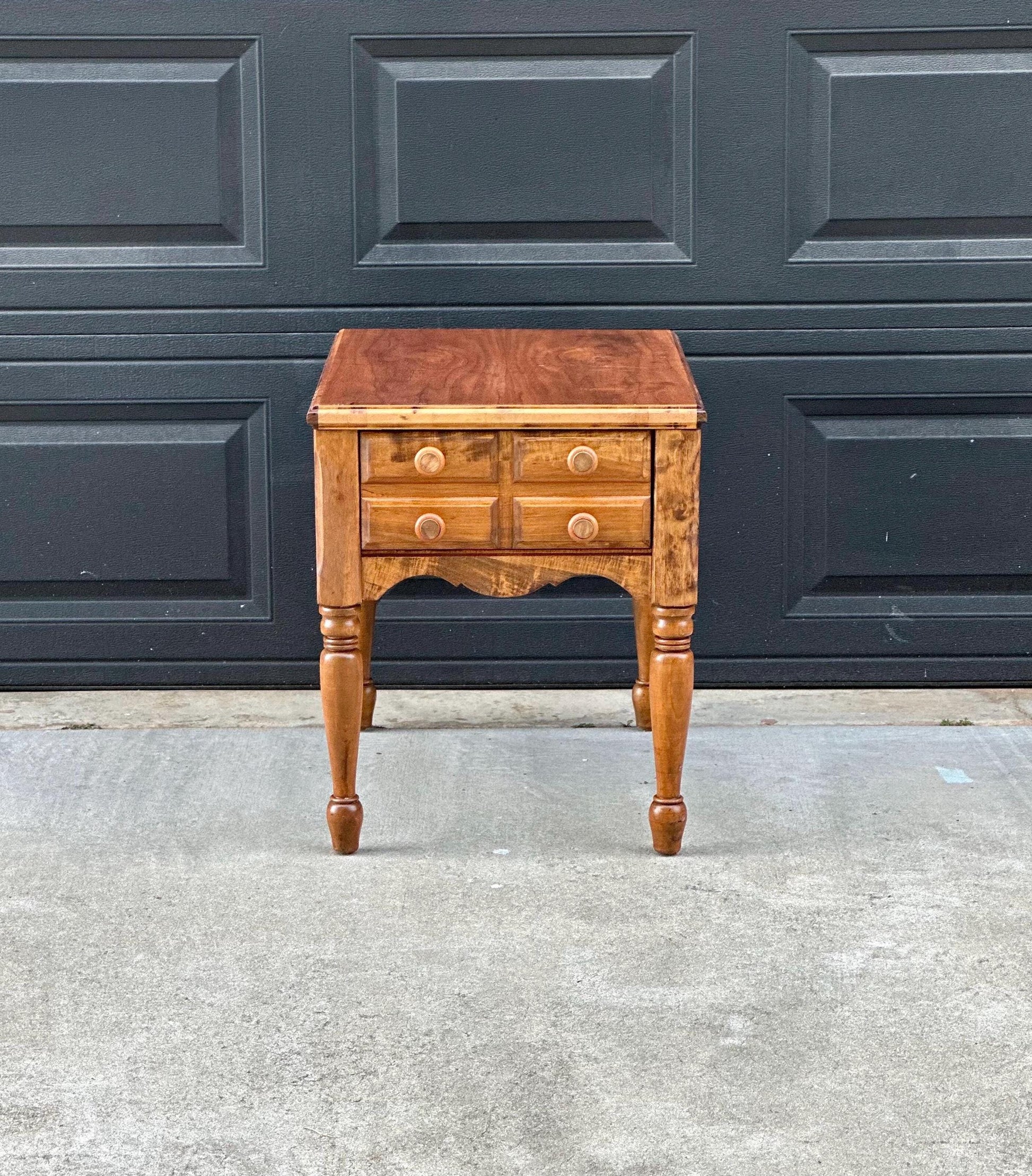 Vintage Mid 1900s Early American Cherry & Walnut Single Drawer End Table