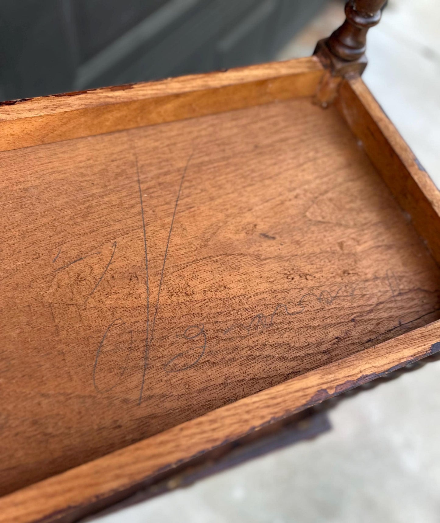 Antique Early 1900s Etched Andean Leather & Mahogany Barley Twist Side Tables - a Pair