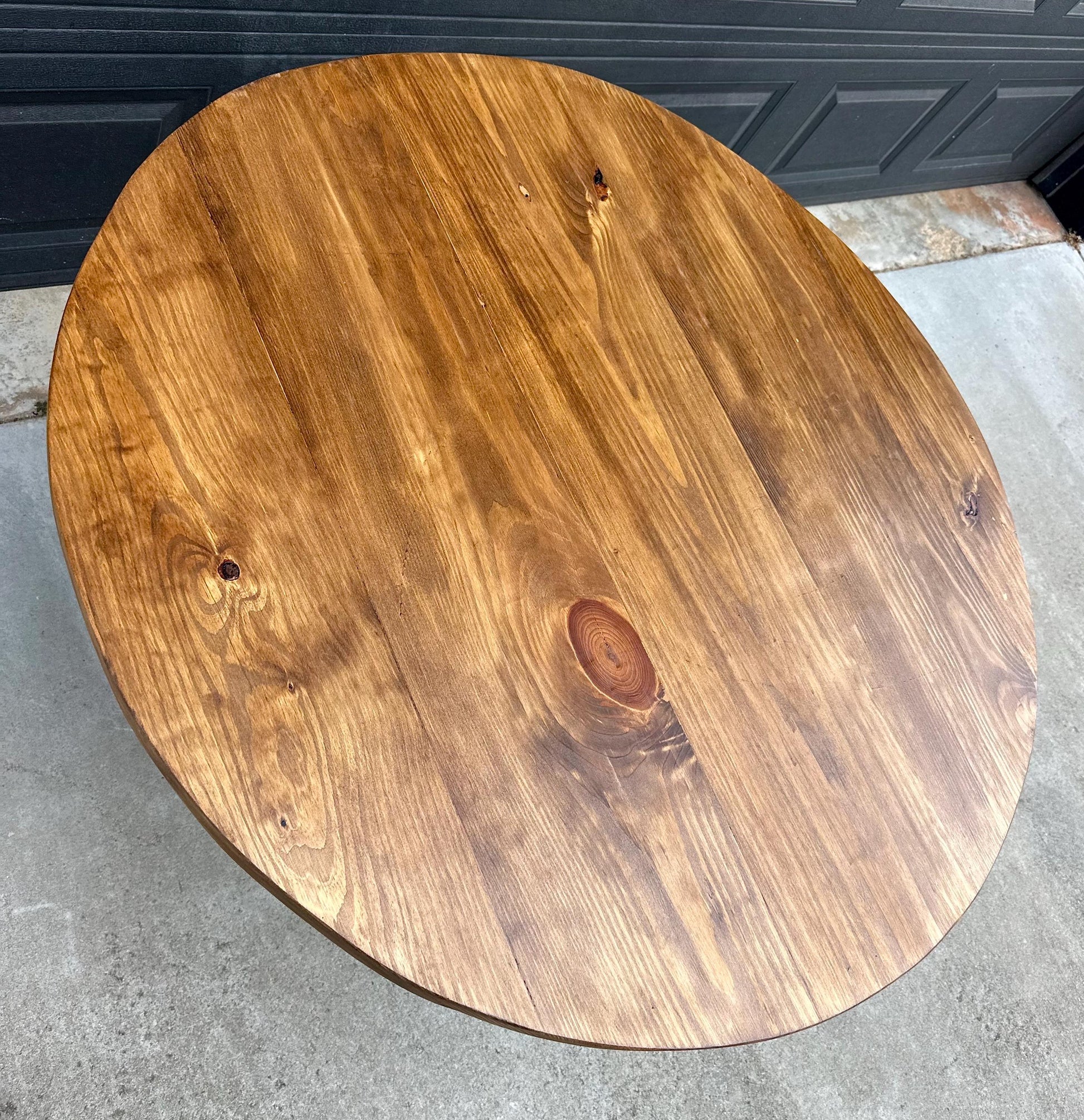 Vintage Mid Century Russell Woodard Spun Fiberglass & Oak Solid Wood Round Bistro Dining Table 47" Diameter