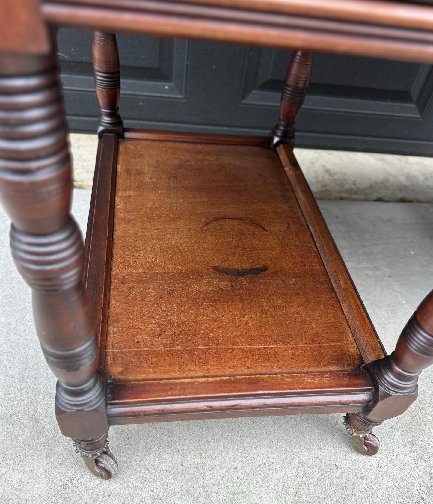 Antique Late 19th Century English Craftsman Nine Drawer Swing Mirror Walnut Accent Table on Casters by J.B. Richards, London