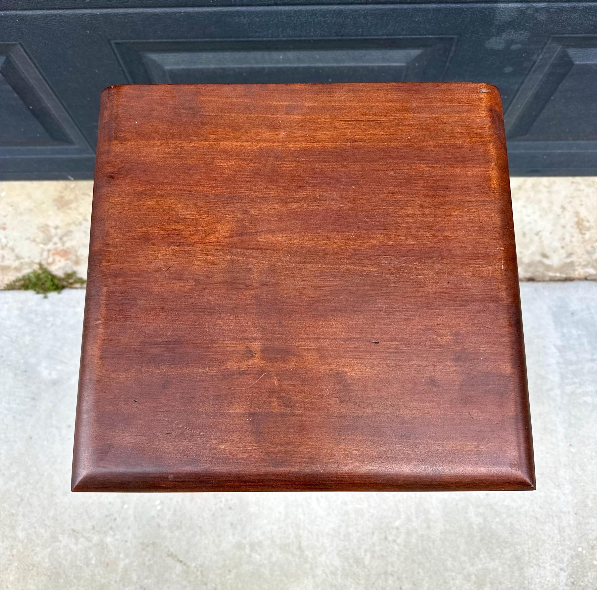 Vintage Mid 1900s Solid Cherry Wood Single Drawer Shaker Side Table with Open Shelf 15" Wide