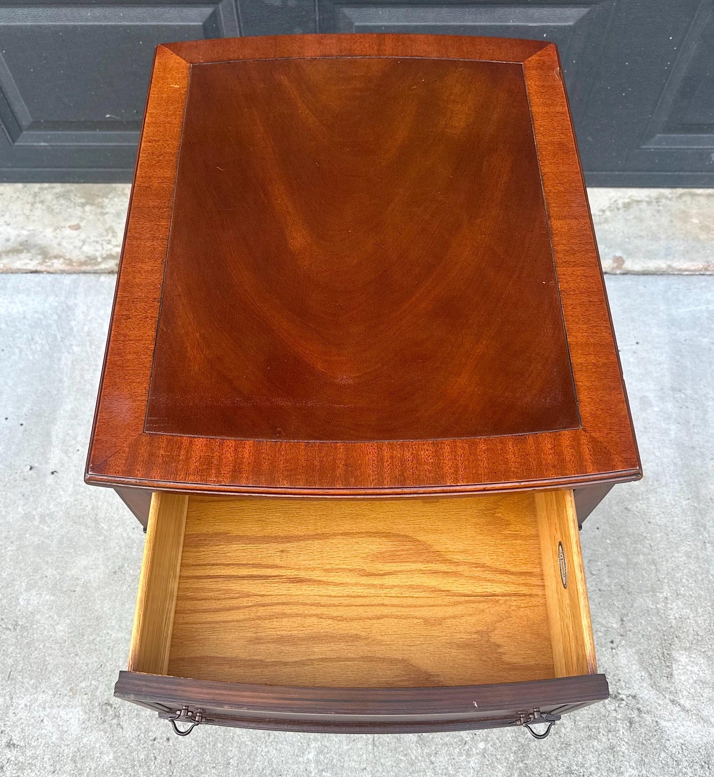 Vintage Mid 1900s Traditional Inlaid Mahogany End Table on Casters 22" Wide