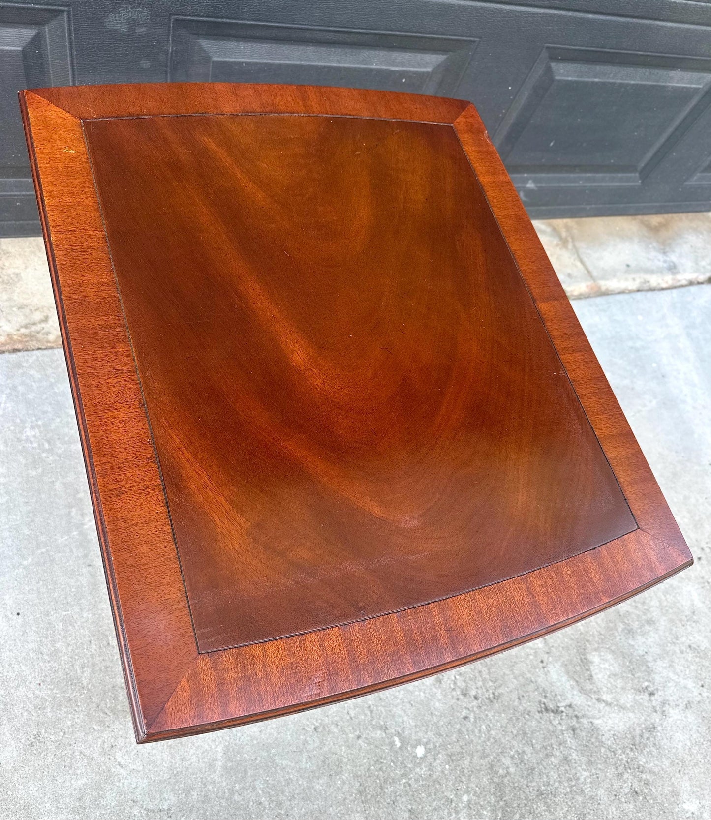 Vintage Mid 1900s Traditional Inlaid Mahogany End Table on Casters 22" Wide