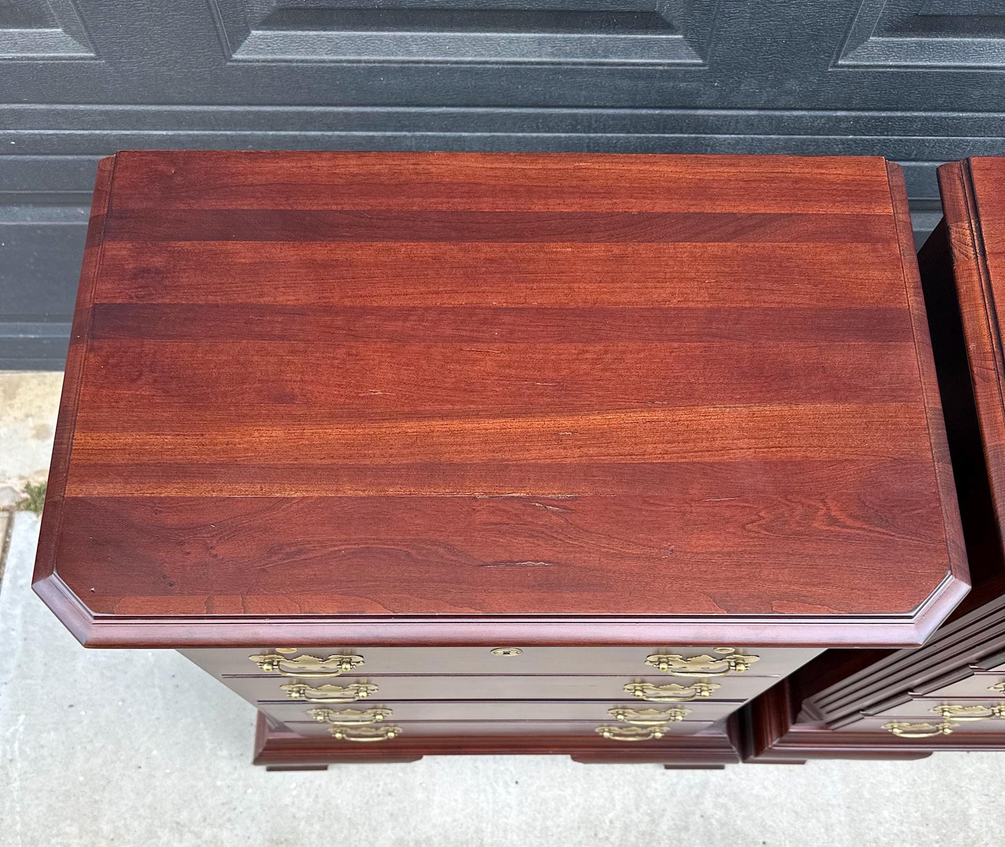 Vintage Solid Mahogany Wood Four Drawer Traditional Bedside Chests with Pull Out Tray - a Pair
