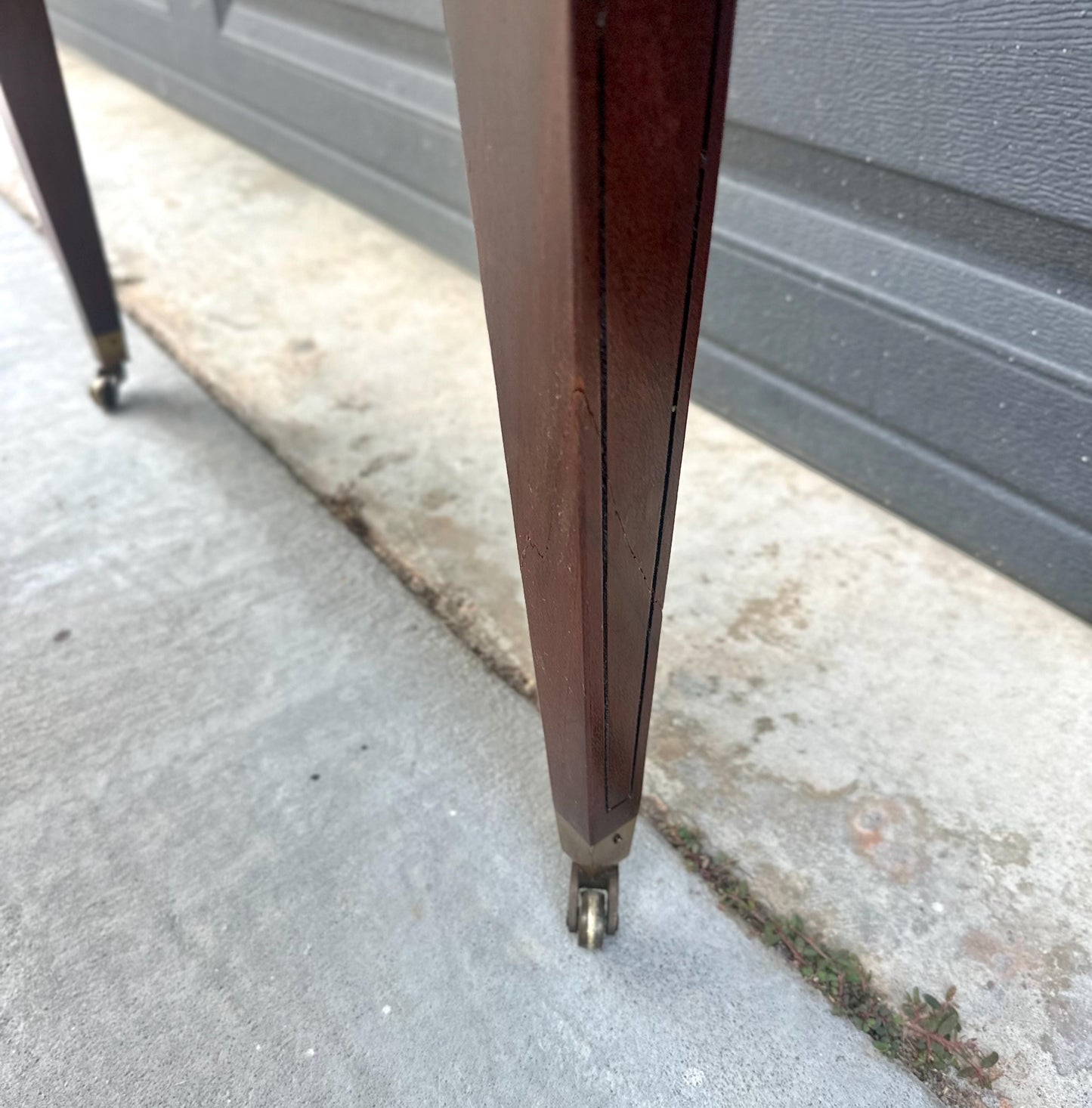 Vintage Mid 1900s Traditional Inlaid Mahogany End Table on Casters 22" Wide