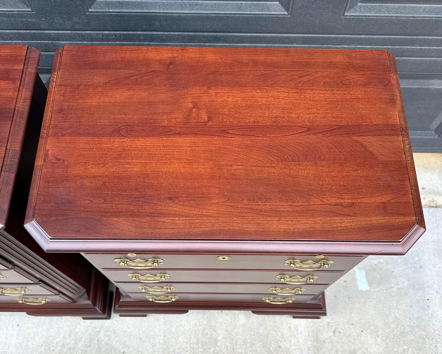 Vintage Solid Mahogany Wood Four Drawer Traditional Bedside Chests with Pull Out Tray - a Pair