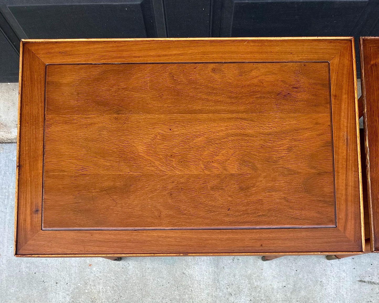Vintage Mid 20th Century Mid Mod Walnut Side Tables with Brass Ferrules - a Pair