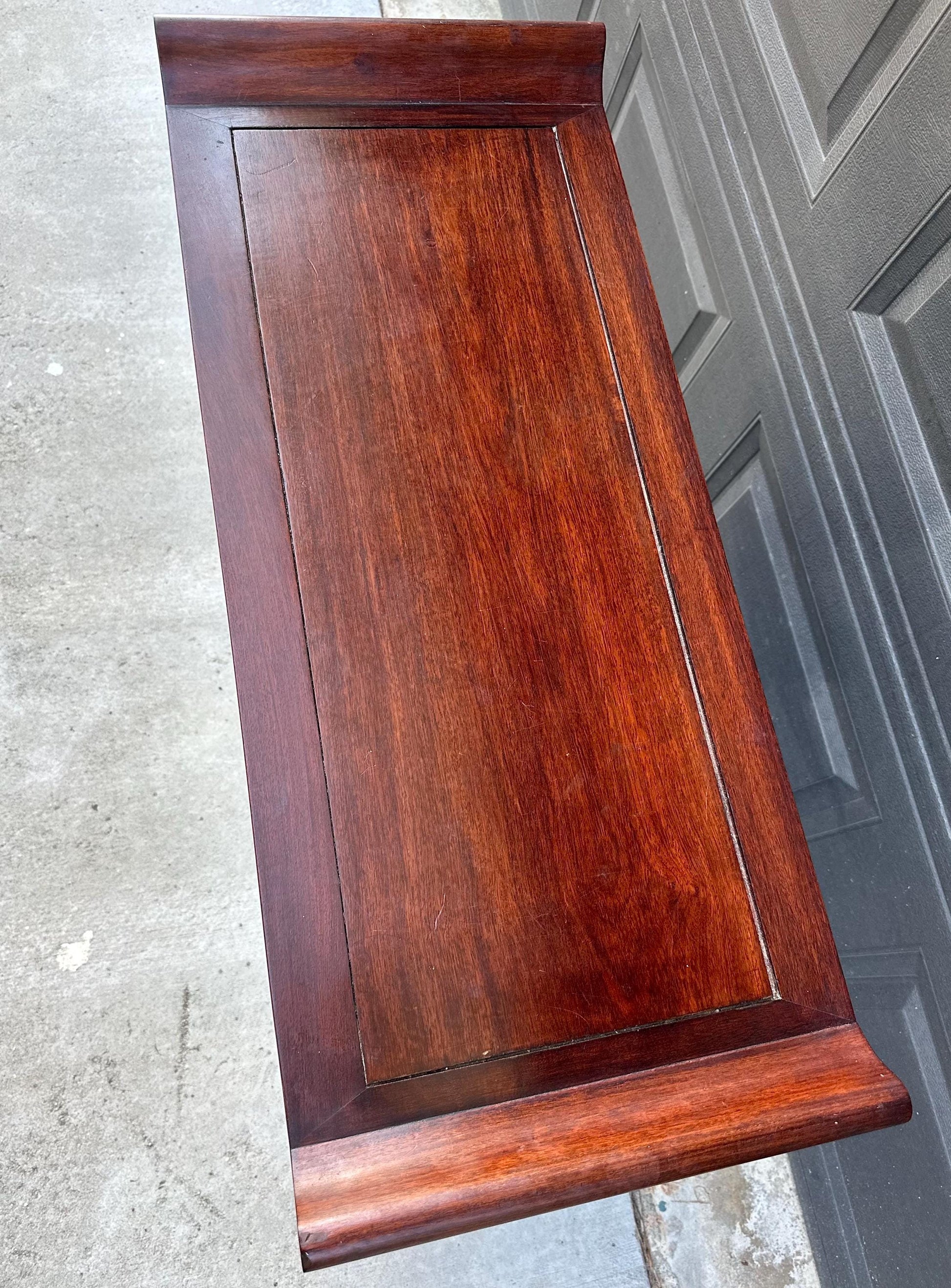 Vintage Mid 20th Century Traditional Chinese Ming Solid Rosewood Narrow Console Cabinet 36" Wide