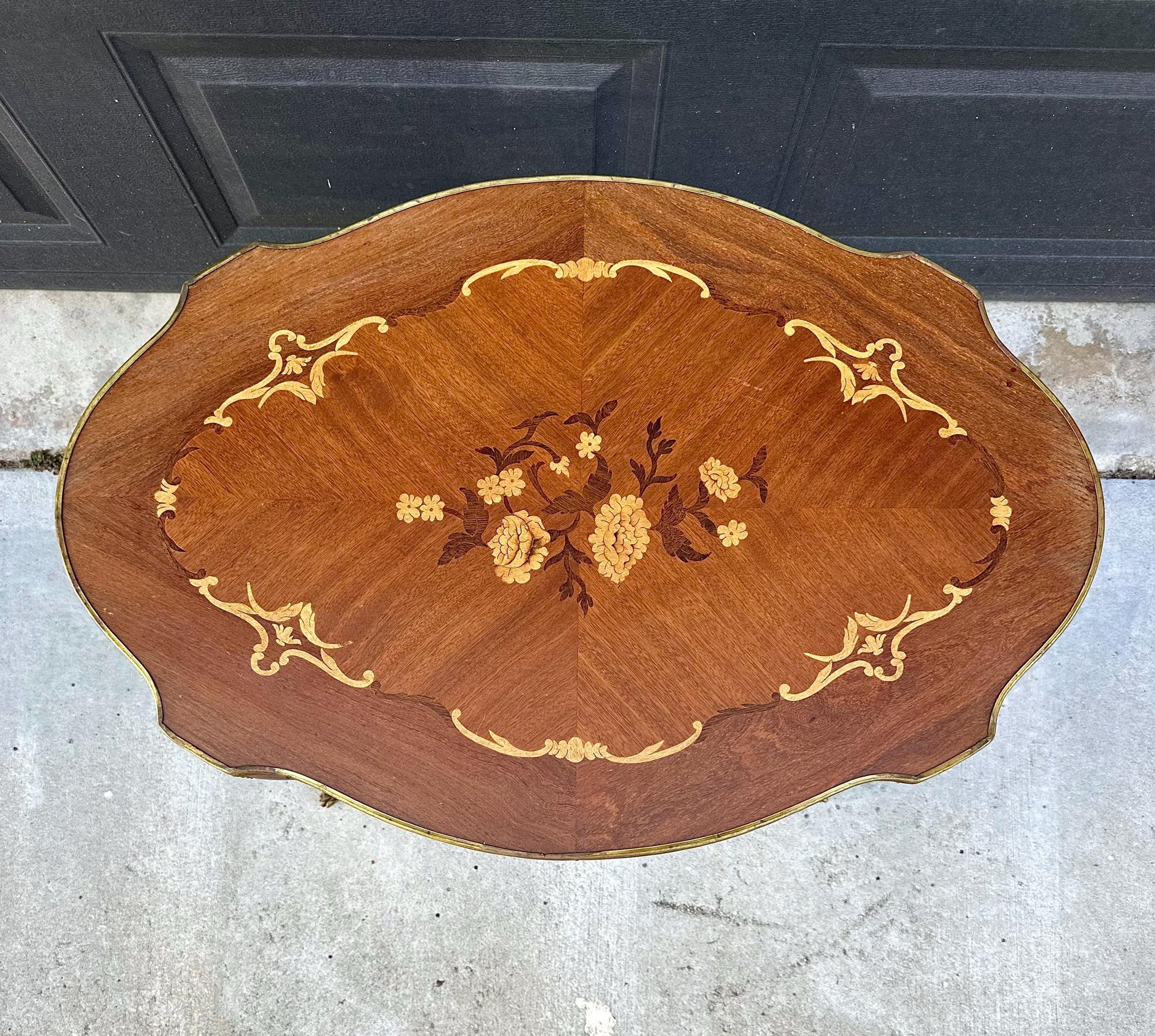 Antique 1920s Louis XV Ormolu Marquetry Spanish Tiger Maple Coffee Tea Table