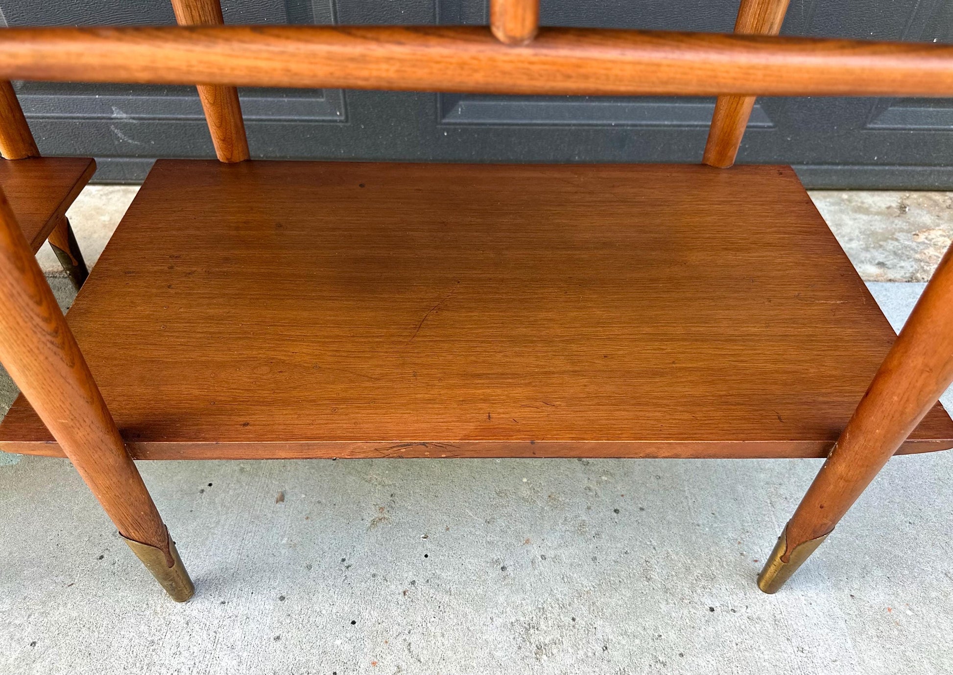 Vintage Mid 20th Century Mid Mod Walnut Side Tables with Brass Ferrules - a Pair