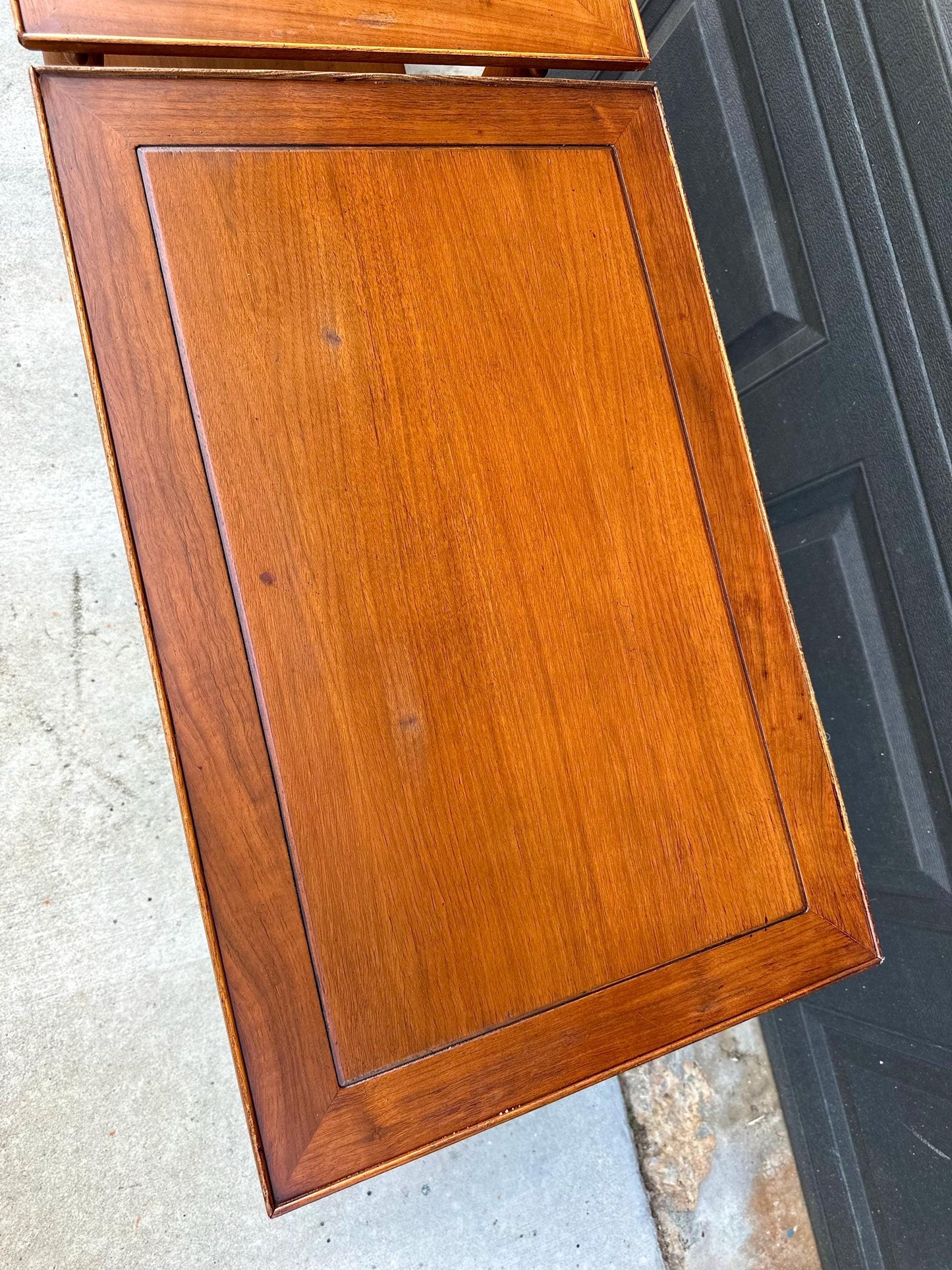 Vintage Mid 20th Century Mid Mod Walnut Side Tables with Brass Ferrules - a Pair