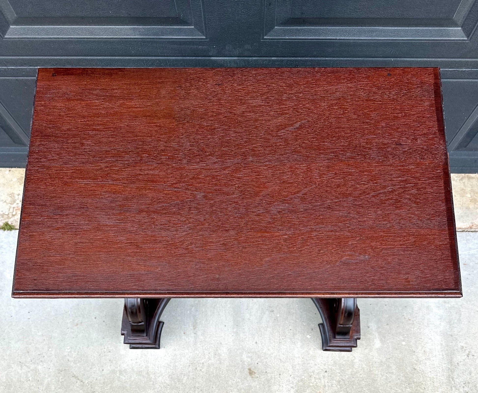 Antique Mid 19th Century Two Tone Mahogany Single Drawer Decorative Accent Carved Entry Table 31" Wide