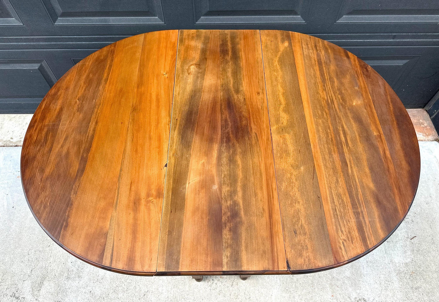 Antique Early 20th Century Maple & Walnut Turned Gateleg Drop Leaf Single Drawer Dining Table 48" Wide