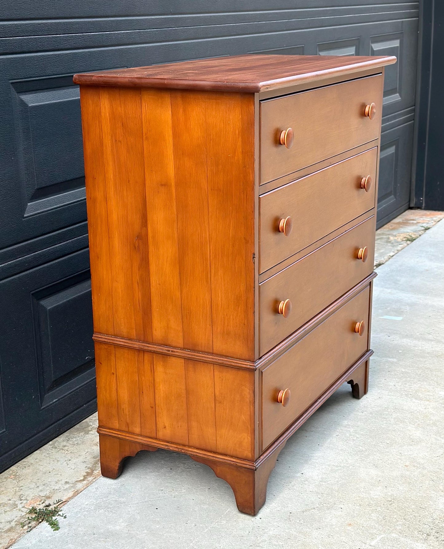 Vintage Mid 20th Century Solid Wood Colonial Chest of Drawers 34" Wide