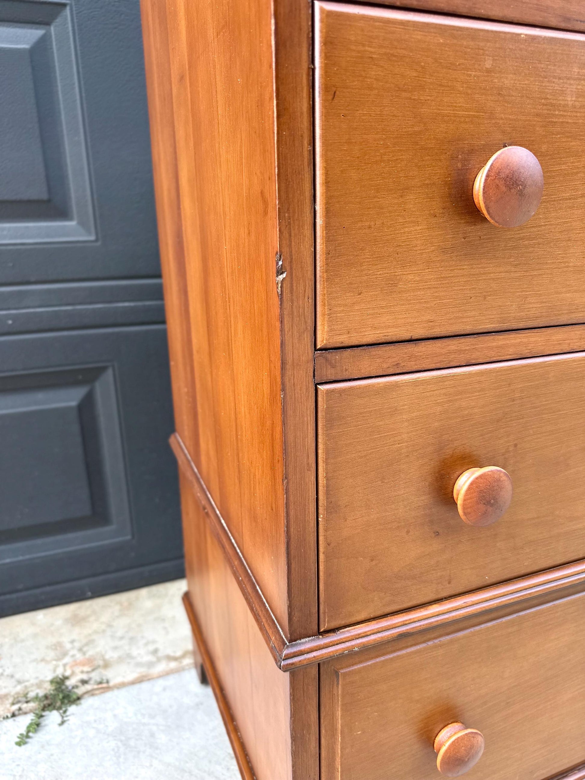 Vintage Mid 20th Century Solid Wood Colonial Chest of Drawers 34" Wide