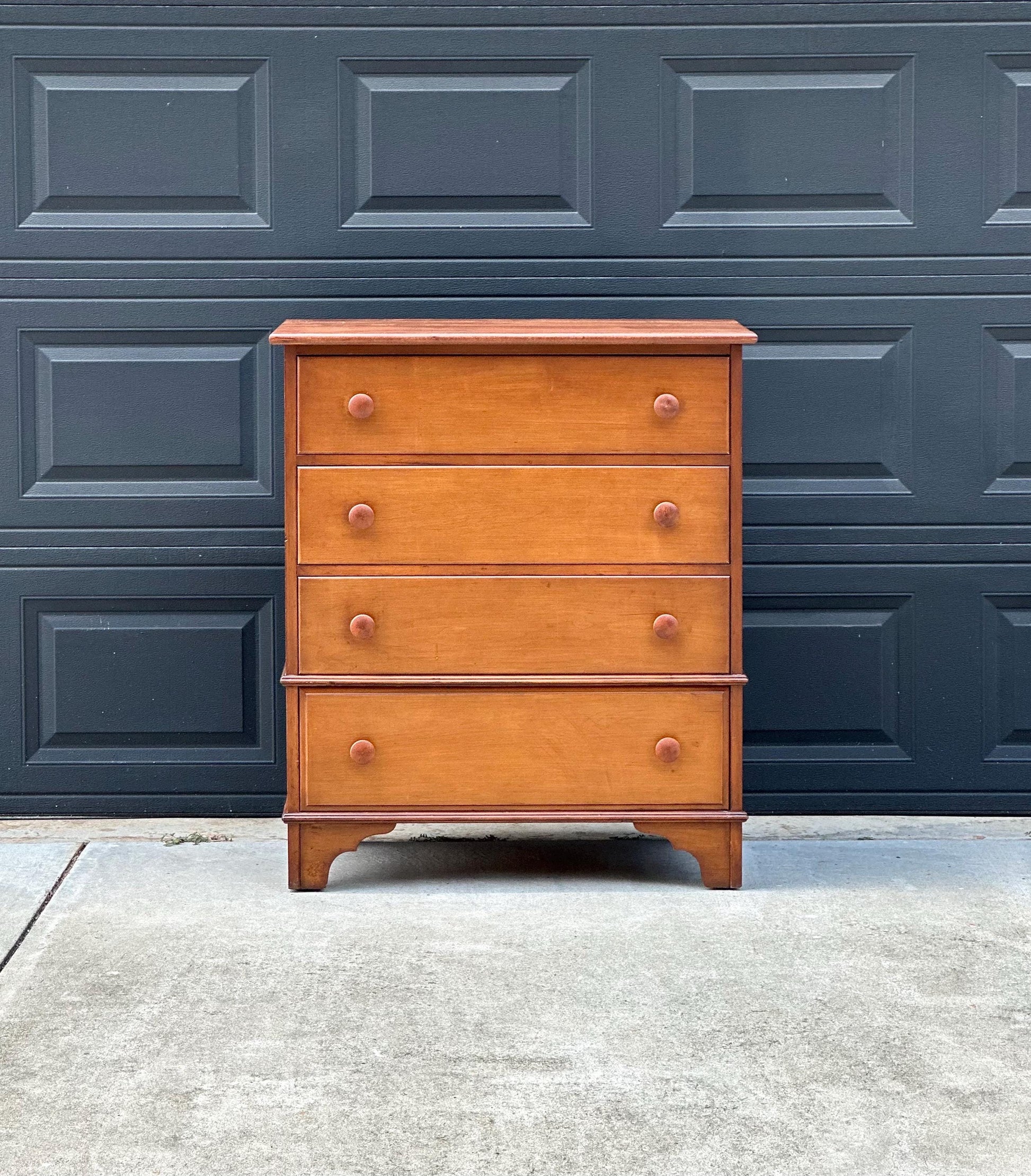 Vintage Mid 20th Century Solid Wood Colonial Chest of Drawers 34" Wide