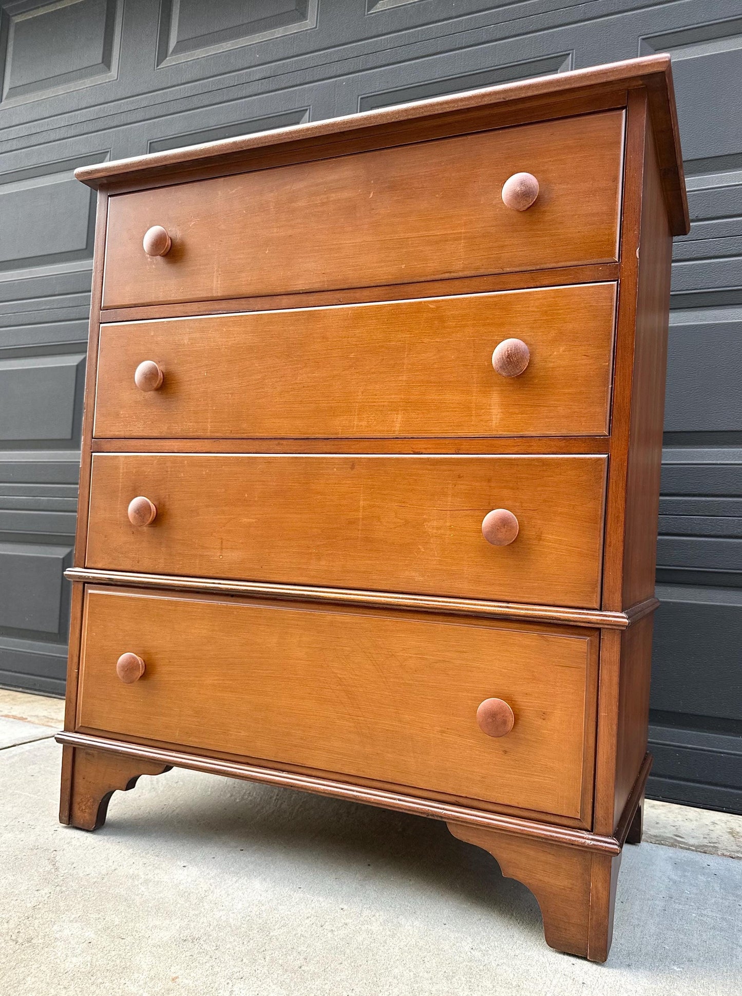 Vintage Mid 20th Century Solid Wood Colonial Chest of Drawers 34" Wide