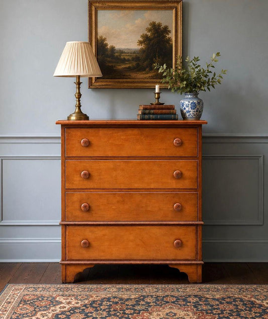 Vintage Mid 20th Century Solid Wood Colonial Chest of Drawers 34" Wide