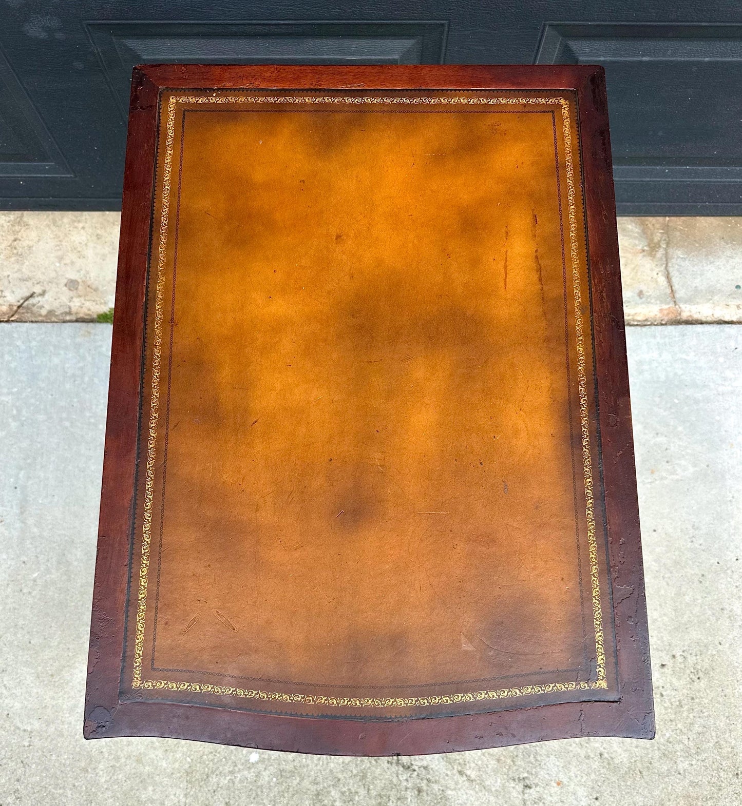 Vintage Mid 20th Century Mahogany & Leather End Table with Drawer Storage 20" Wide