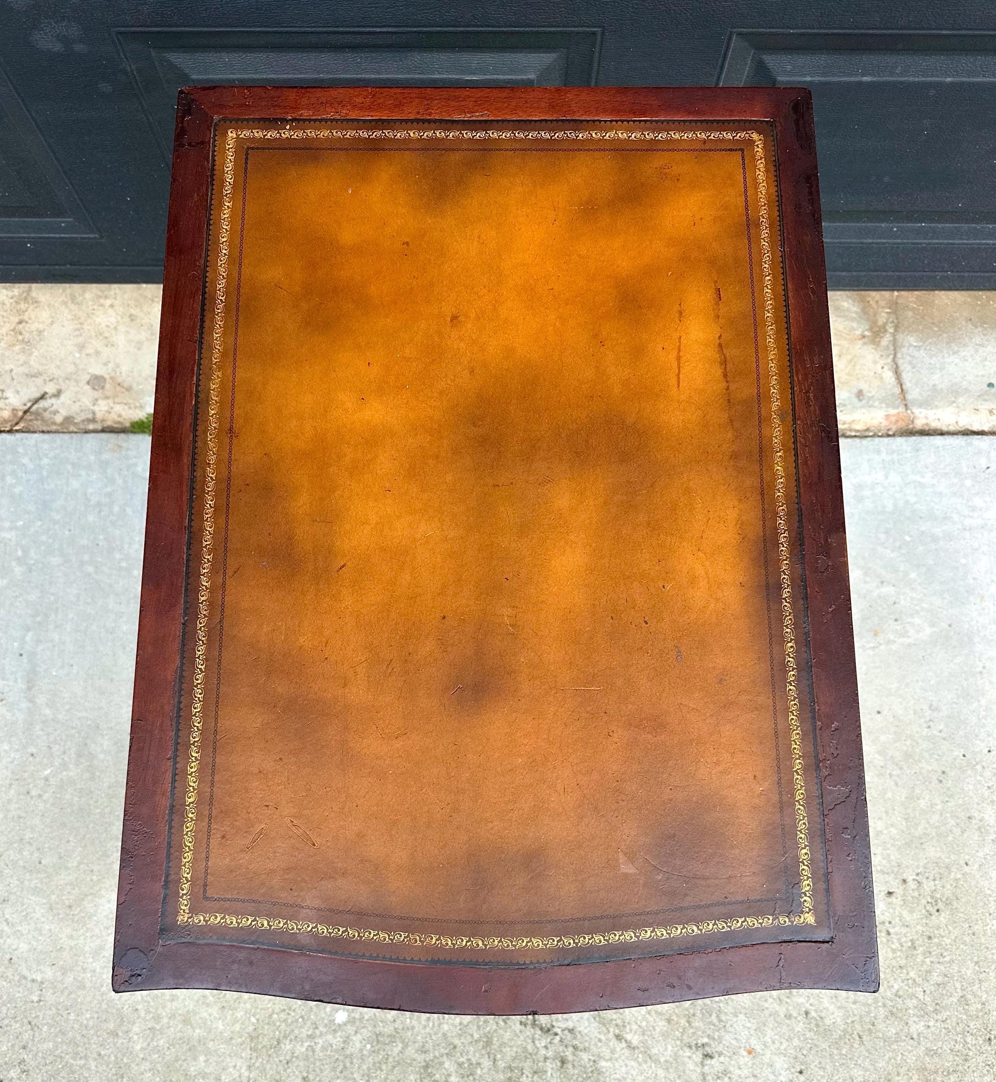 Vintage Mid 20th Century Mahogany & Leather End Table with Drawer Storage 20" Wide