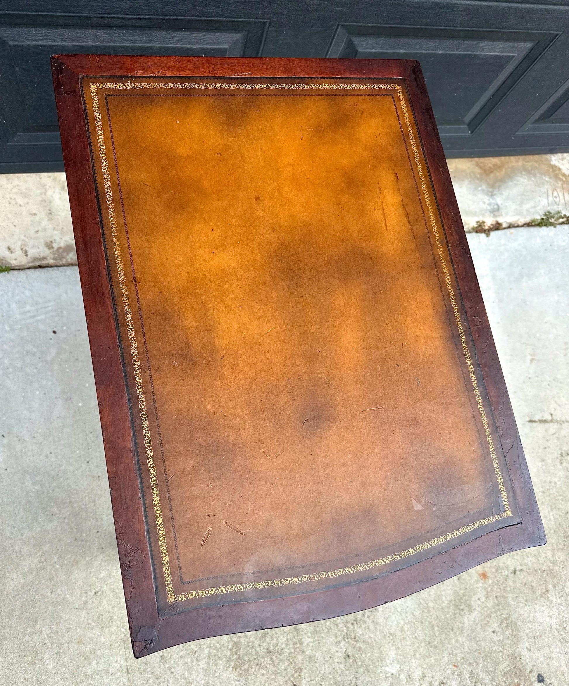 Vintage Mid 20th Century Mahogany & Leather End Table with Drawer Storage 20" Wide