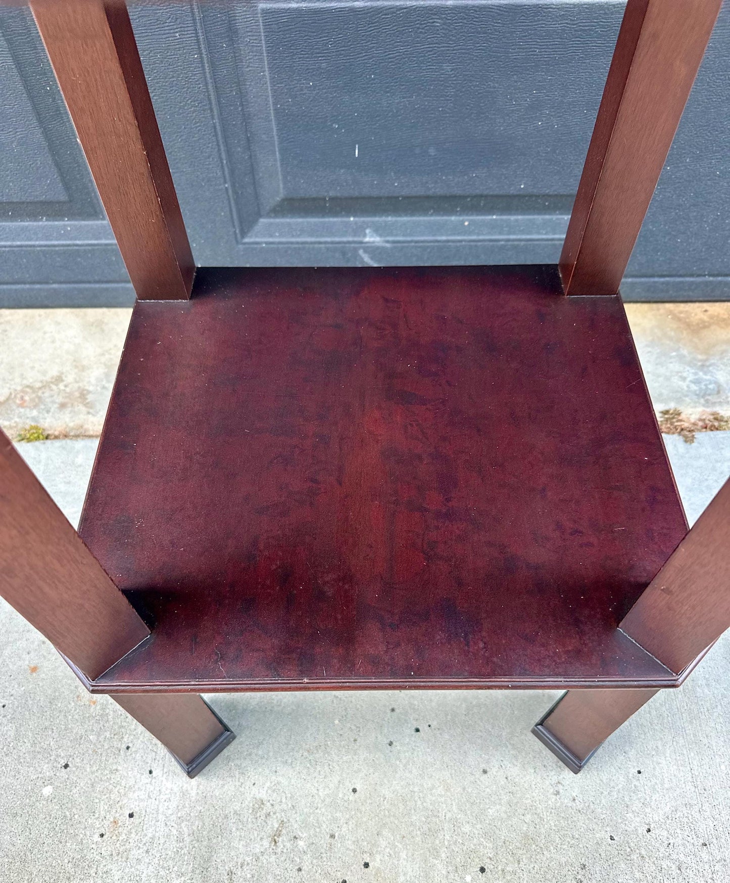 Antique Early 20th Century Bookmatched Carved Mahogany Tall Accent Table with Drawer & Open Shelf 17.5" Wide