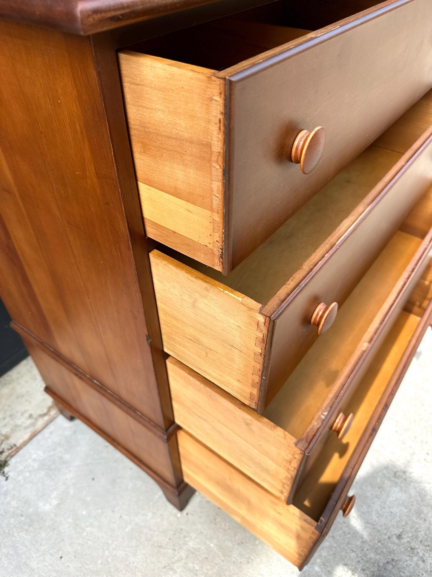 Vintage Mid 20th Century Solid Wood Colonial Chest of Drawers 34" Wide