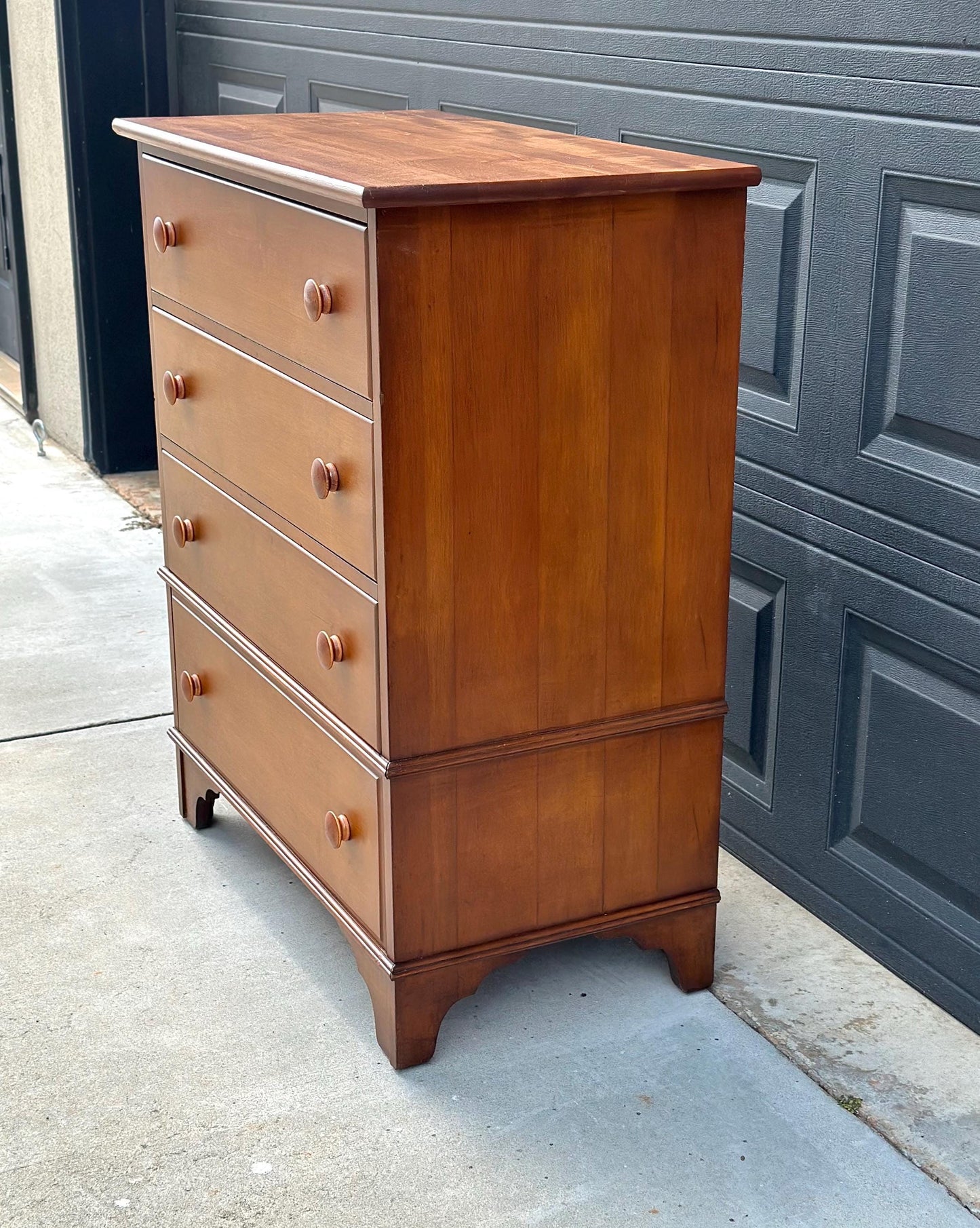 Vintage Mid 20th Century Solid Wood Colonial Chest of Drawers 34" Wide