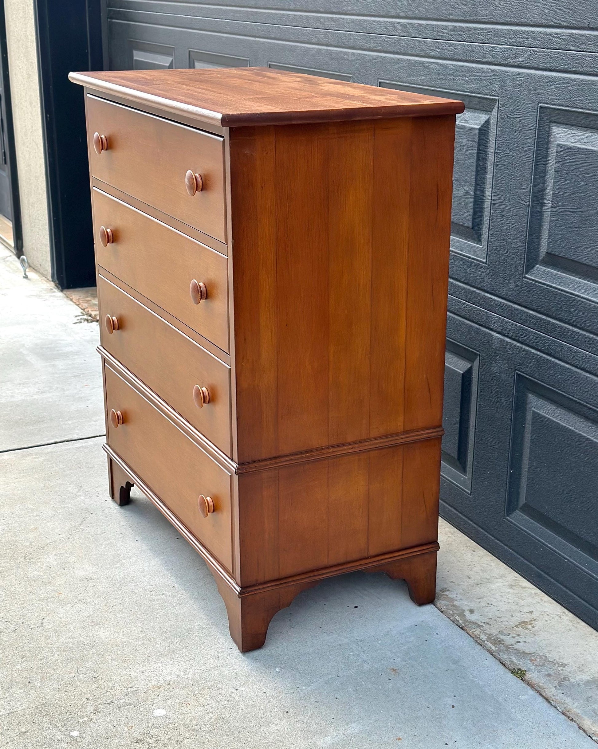 Vintage Mid 20th Century Solid Wood Colonial Chest of Drawers 34" Wide